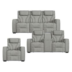 Blitz - 3 Piece Living Room Set (Sofa, Loveseat & Recliner) - Simba Taupe And Black
