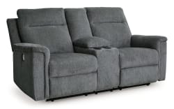 Barnsana - Gravel - Dbl Power Reclining Loveseat with Console
