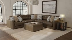Siena - 5 Piece Modular Sectional With Cuddler Seat Cushions And Included Accent Pillows And Cocktail Ottoman - Chocolate