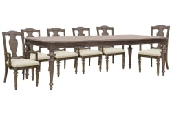 Saddle Creek - Extendable Leg Dining Table With 6 Wood Back Arm Chairs - Timber Brown