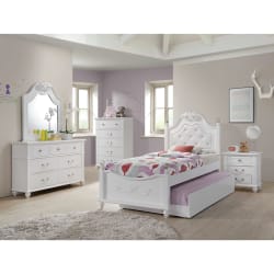Alana - Twin Platform 5 Piece Bedroom Set With Storage Trundle - White