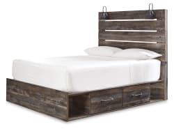 Drystan - Queen Panel Bed With 4 Side Drawers - Brown / Beige