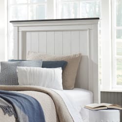 Allyson Park - Full Panel Headboard - Wirebrushed White / Charcoal