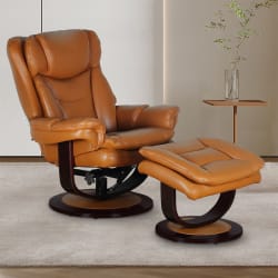 Roscoe - Swivel Pedestal Recliner And Ottoman - Orange