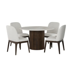 Sylvie - 5 Piece Standard Height Dining Set (Round Table And Four Chairs) - Dark Brown