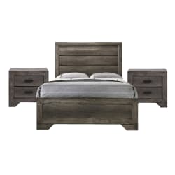 Nathan - Full 3 Piece Bedroom Set With 2 Nightstands - Rustic Gray