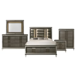 Twenty Nine - Queen Storage 5 Piece Bedroom Set - Dark Brown