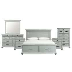 Slater - King Platform Storage 6 Piece Bedroom Set - Gray