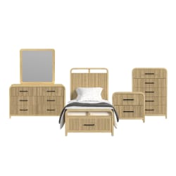 Ridgemont - Twin Storage 5 Piece Bedroom Set - Natural