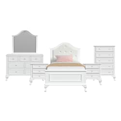 Jesse - Twin Panel 6 Piece Bedroom Set - White