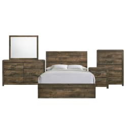 Bailey - King Panel 5 Piece Bedroom Set - Walnut