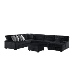 Nightfall - 6 Piece Sectional Set With RHF Chaise 2 Self Pillows - Grand Cord Black