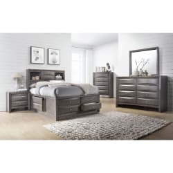 Emily - Full Storage 3 Piece Bedroom Set - Weathered Grey