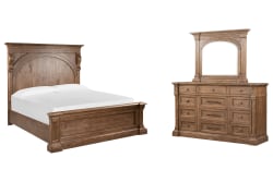 Gallant Grove - California King Panel Bed And Drawer Dresser With Landscape Mirror - Brown