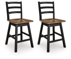 Wildenauer - Swivel Stool (Set of 2) - Brown / Black