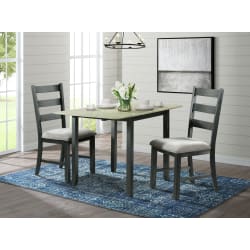 Martin - 3 Piece Drop Leaf Dining Set Table & Two Chairs - Gray