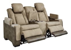 Next-Gen Durapella - Sand - Power Reclining Loveseat With Console/Adj Headrest