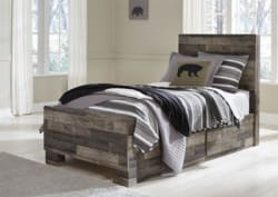 Derekson - Twin Panel Bed With 2 Storage Drawers - Multi Gray