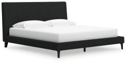 Cadmori - Black - King Upholstered Bed With Roll Slats