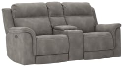 Next-Gen - Slate - Power Reclining Loveseat with Console/Adj Hdrst