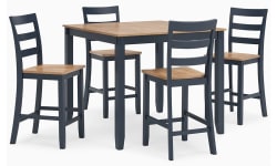 Gesthaven - Natural / Blue - Dining Room Counter Table Set (Set of 5)