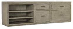 Linville Falls - 96" Credenza With File, Lateral File And Open Desk Cabinet - Gray