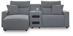 Modmax II - 3-Piece Power Reclining Sectional With LAF Press Back Power Chaise And Audio Console - Salt And Pepper