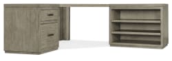 Linville Falls - Corner Desk With File And Open Desk Cabinet - Gray