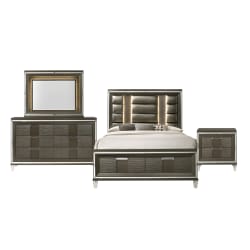Twenty Nine - King Storage 4 Piece Bedroom Set - Dark Brown