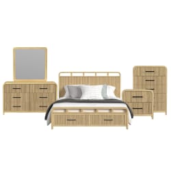 Ridgemont - King Storage 5 Piece Bedroom Set - Natural