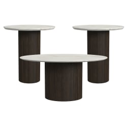Sylvie - 3 Piece Occasional Table Set (Coffee Table & Two End Tables) - Dark Brown