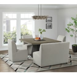 Jemma - 6 Piece Standard Height Dining Set Square Table, Four Chairs & Bench - Gray