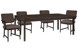 Modern Mosaic - Leg Dining Table With 2 Side Chairs And 2 Arm Chairs - Brown