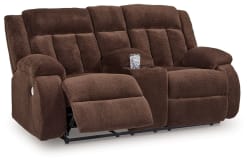 Free Wake - Chocolate - Double Relcining Power Loveseat With Console