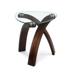 Allure - Oval End Table With Glass Top - Hazlenut