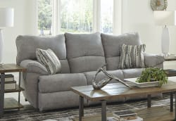 Sadler - Lay Flat Reclining Sofa With Drop Down Table - Mica