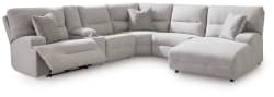 Acklen Place - Pewter - 6-Piece Power Reclining Sectional With Raf Power Reclining Back Chaise