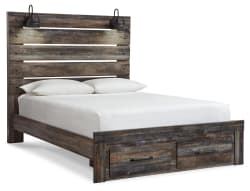 Drystan - Queen Panel Bed With 2 Storage Drawers - Brown / Beige