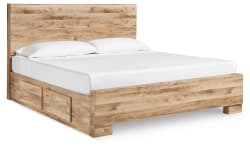 Hyanna - Tan Brown - King Panel Bed With 2 Side Storage