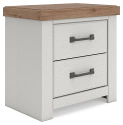 Savonport - Two Drawer Night Stand - White / Brown