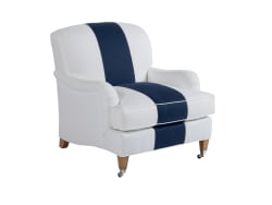 Barclay Butera Upholstery - Sydney Chair With Pewter Casters - White / Blue