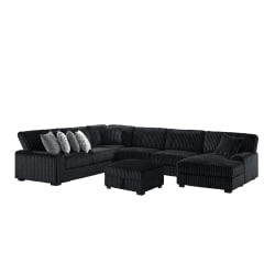 Nightfall - 6 Piece Sectional Set With RHF Chaise 1 Pillow - Grand Cord Black