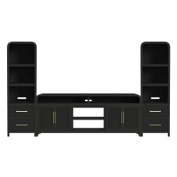 Ridgemont - 3 Piece Entertainment Unit With 82" TV Console - Black With Grain