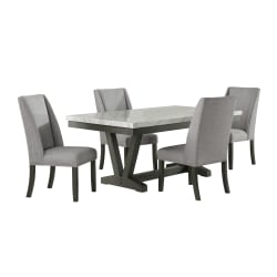 Everdeen - 5 Piece Dining Set Table With Four Chairs - Charcoal