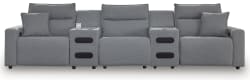 Modmax II - 5-Piece Power Reclining Sectional With 2 Audio Consoles - Salt And Pepper