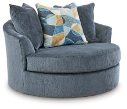 Maxon Place - Oversized Swivel Accent Chair - Navy