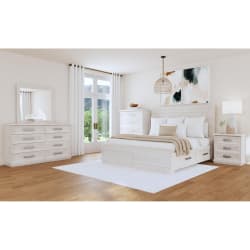 Avalanche - King Storage 5 Piece Bedroom Set - Antique White