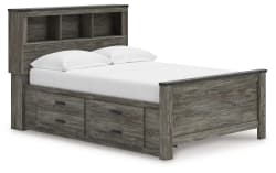 Frandern - Full Bookcase Panel Bed With Storage - Gray
