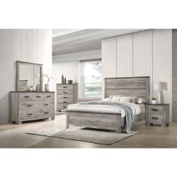 Millers Cove - King Panel 4 Piece Bedroom Set - Distressed Gray