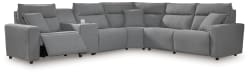 Modmax II - 6-Piece Power Reclining Sectional With 2 Armless Chairs And Console - Salt And Pepper